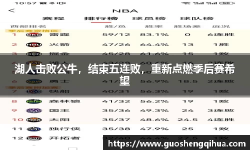 湖人击败公牛，结束五连败，重新点燃季后赛希望